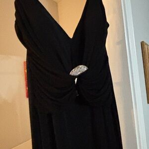 Bari Jay Black Backless Dress with Silver Accent